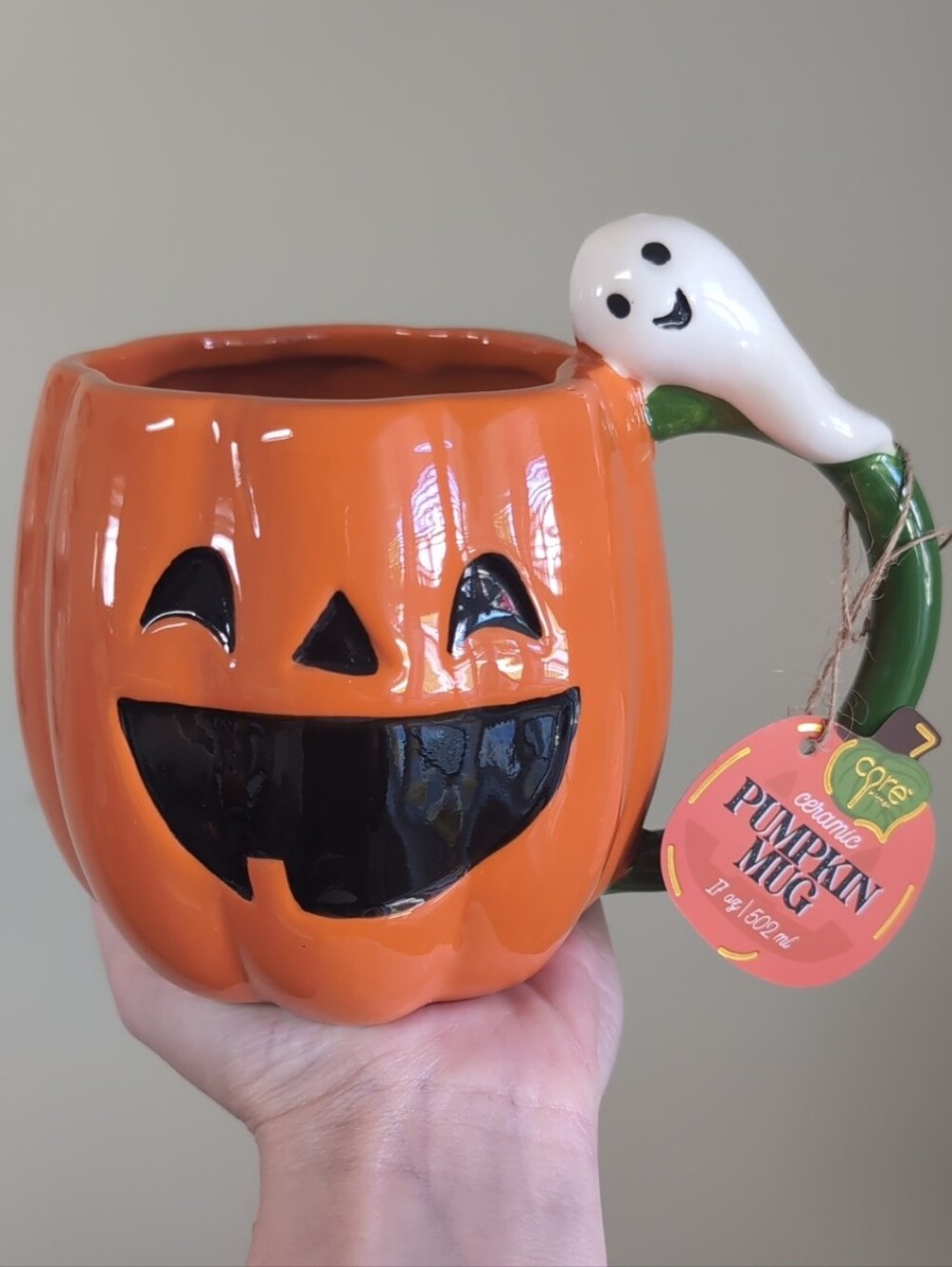 CORE Kitchen Sculpted Halloween Pumpkin Mug with Ghost Detail 🎃👻